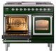 Ilve® Nostalgie II Noblesse 40'' Emerald Green Pro Style Dual Fuel Range with Chrome Trim-3