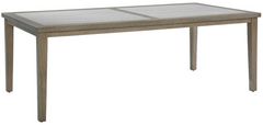 Signature Design by Ashley® Rainier Ranch Beige Outdoor Aluminum/Sintered Stone Dining Table with Brown Base