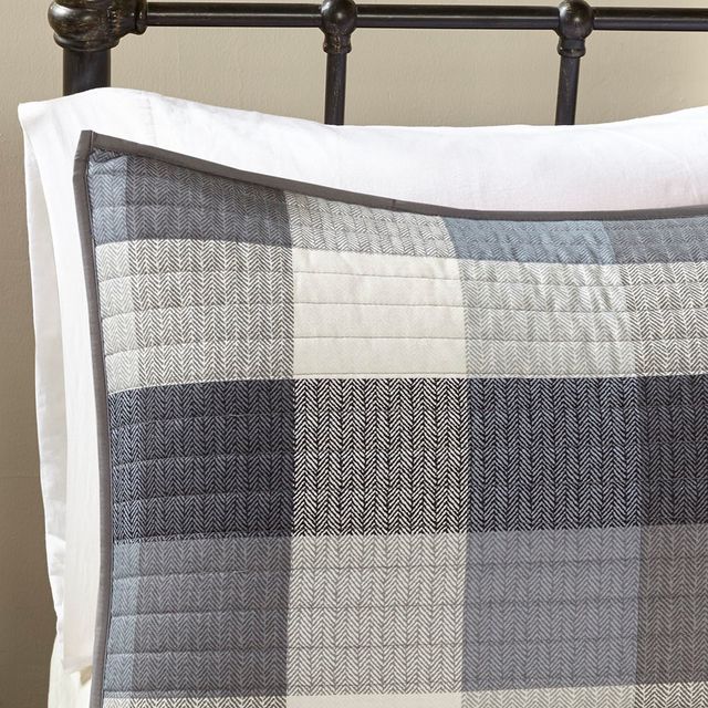 Olliix by Madison Park 6 Piece Grey King/California King Ridge Reversible Herringbone Coverlet Set-4