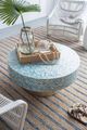 A & B Home Hyperion Blue Capiz Coffee Table with Gold Base-2