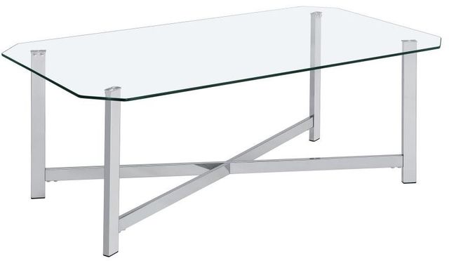 Coaster® Cronin Square Tempered Glass Top Coffee Table with Chrome Base-0