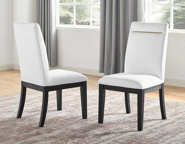 Steve Silver Co. Yves 9-Piece Rubbed Charcoal Dining Set with White Chairs-3