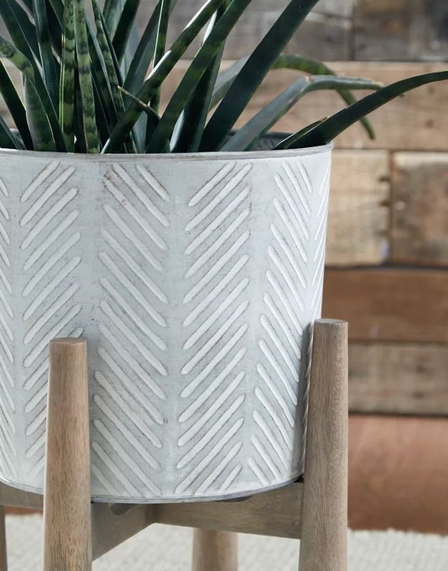 Signature Design by Ashley® Domele 2-Piece Antique Gray/Brown Planter Set-2