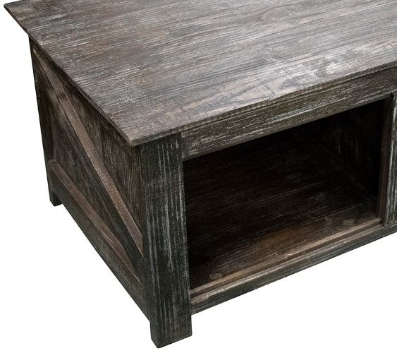 American Wholesale Furniture Barndoor Barnwood Coffee Table-1