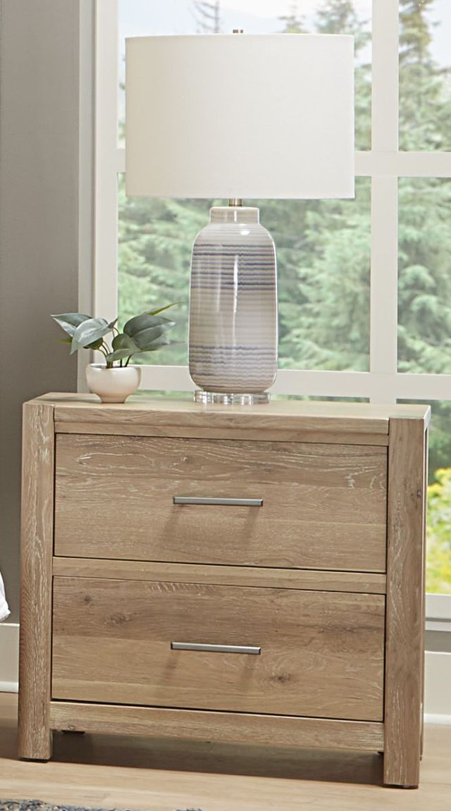 LM Co Home By Vaughan-Bassett Crafted Oak by Ben & Erin Napier Bleached White 2-Drawer Nightstand-3