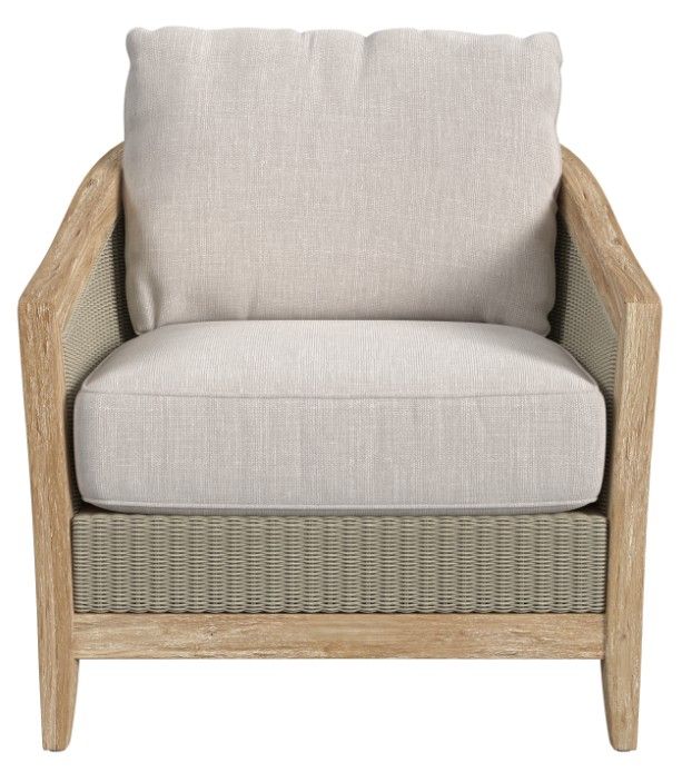 Sunset West Cambria Latte/Natural Teak/Wicker Outdoor Club Chair with Canvas Canvas Cushion-1