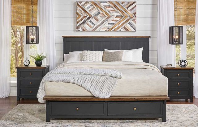 A-America® Stormy Ridge Chicory/Slate Black California King Storage Panel Bed-1