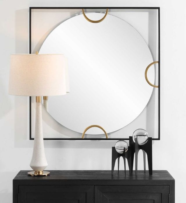 Uttermost® Hinson Black/Gold Square Mirror-1