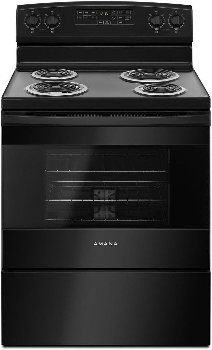 Amana® 30" Black Freestanding Coil Electric Range