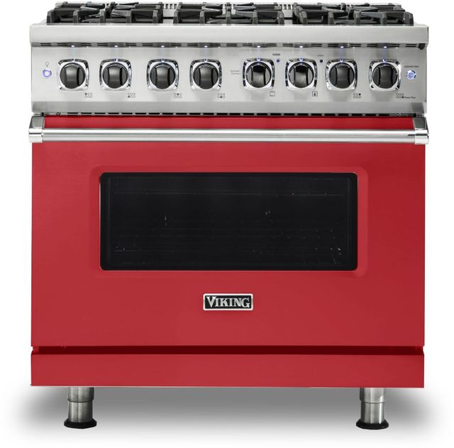 Viking® 5 Series 36" San Marzano Red Pro Style Dual Fuel Liquid Propane Range-0