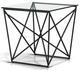 Korson Furniture Diamond Glass Top End Table with Black Powder Metal Base -0