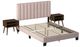 Elements International Coyote 3-Piece Caroll Blush Queen Bed with Two End Table Set-1