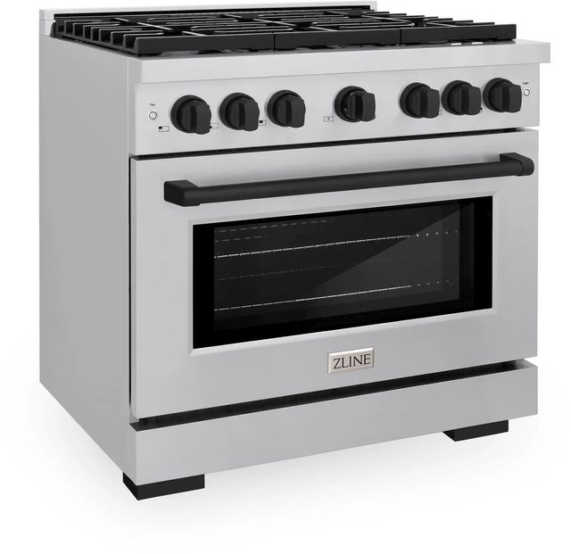ZLINE Autograph Edition Paramount 36" Stainless Steel Pro Style Dual Fuel Range with Matte Black Accents-2