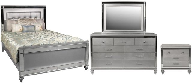 New Classic® Home Furnishings Valentino 4-Piece Silver Queen Bedroom Set-0
