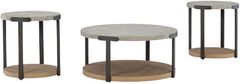 Signature Design by Ashley® Darthurst 3-Piece Gray Occational Table Set with Light Brown Base