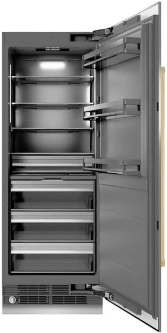 ZLINE Autograph Edition 30" 16.7 Cu. Ft. Stainless Steel Column Refrigerator with Polished Gold Accents-1