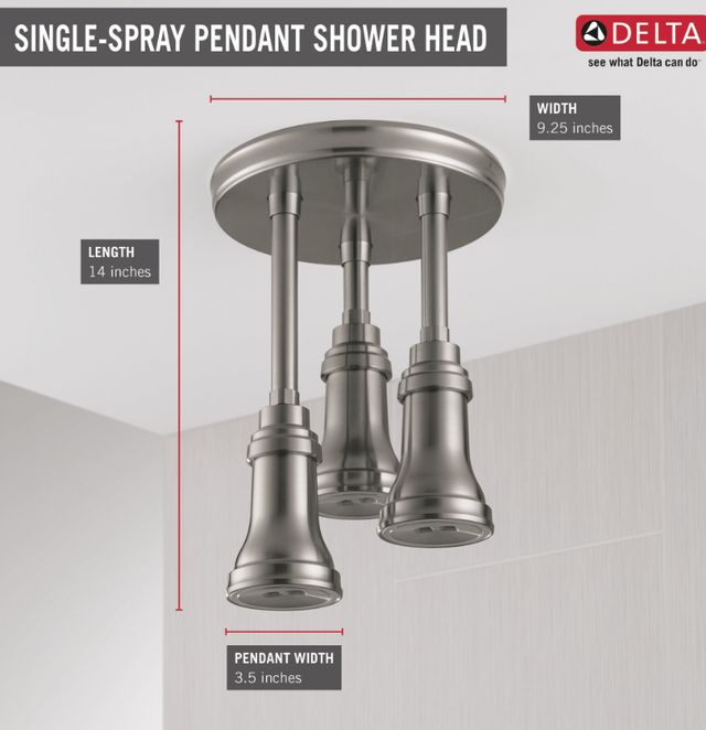 Delta Universal Showering Stainless 2.5 GPM H2Okinetic® Pendant Raincan Shower Head with LED Light-2
