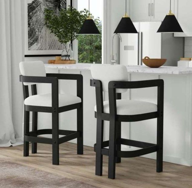 Elements International Portland Black/White Bar Stool-1