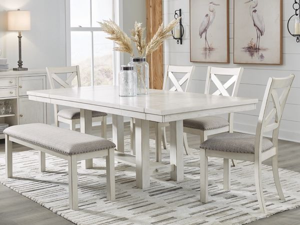 Signature Design by Ashley® Robbinsdale 6-Piece Antique White Dining Table Set