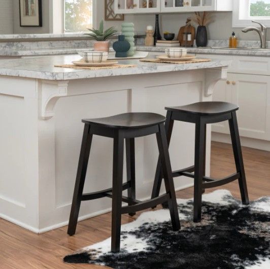 Linon Cappy 2-Piece Black Counter Stool Set-1