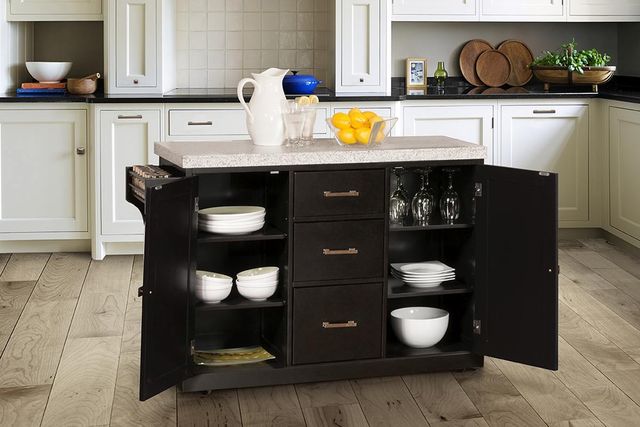 HH2 Home Brigham Rich Black Kitchen Island with Granite Top-4