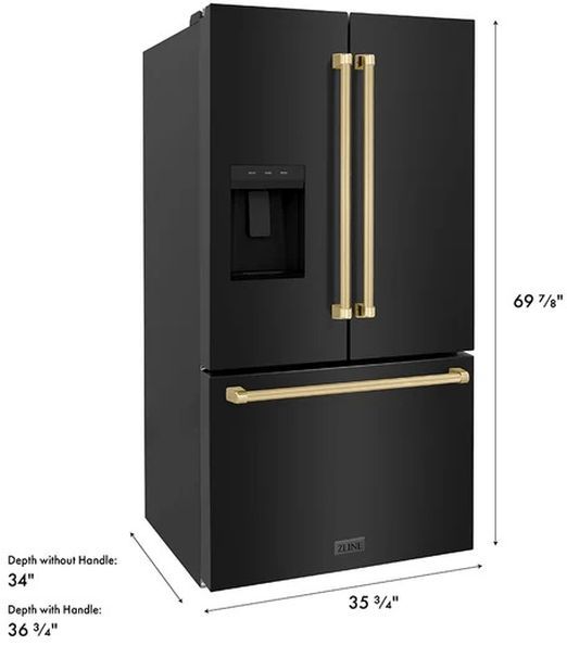 ZLINE Autograph Edition 36" 28.9 Cu. Ft. Black Stainless Steel Freestanding French Door Refrigerator-2