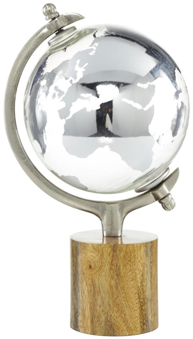 Deco Marche Silver Globe with Brown Base-0