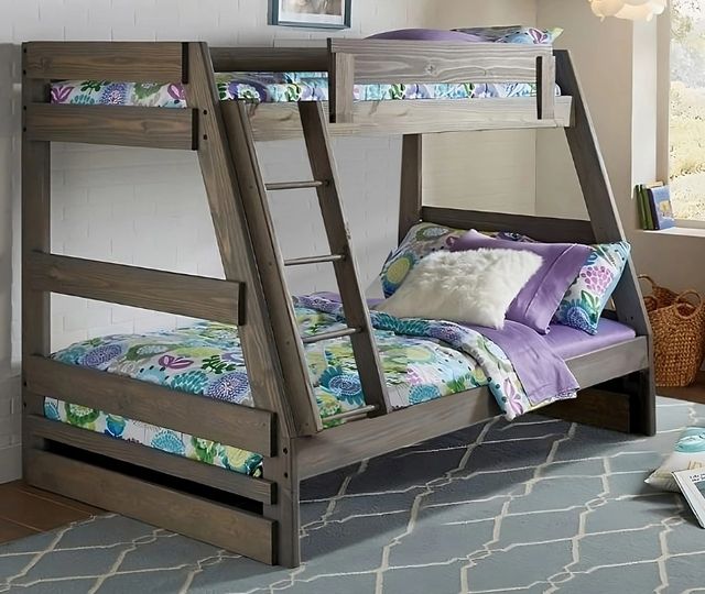 American Wholesale Furniture A-Frame Deep Gray Twin/Full Youth Bunk Bed-1