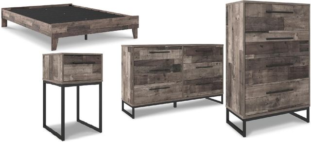 Signature Design by Ashley® Neilsville 4-Piece Multi Gray Queen Platform Panel Bed Set-0