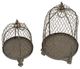 A & B Home Phineas 2-Piece Antique Bronze Hanging Wire Mesh Candle Holder Set-2
