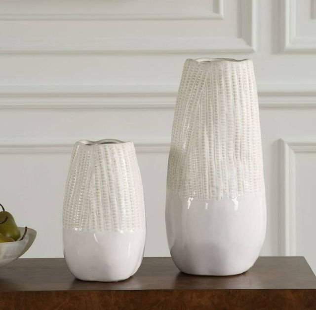 Uttermost® Echo Ridge 2-Piece White Vase Set-1