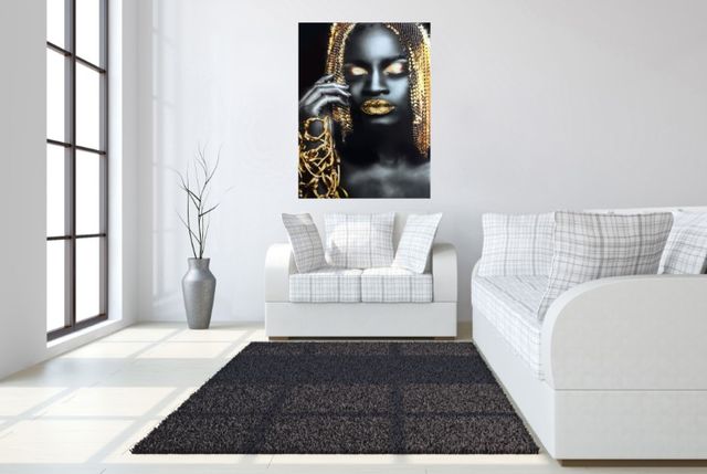 Classy Living Woman Gold Hair Rhinestones Wall Art-3