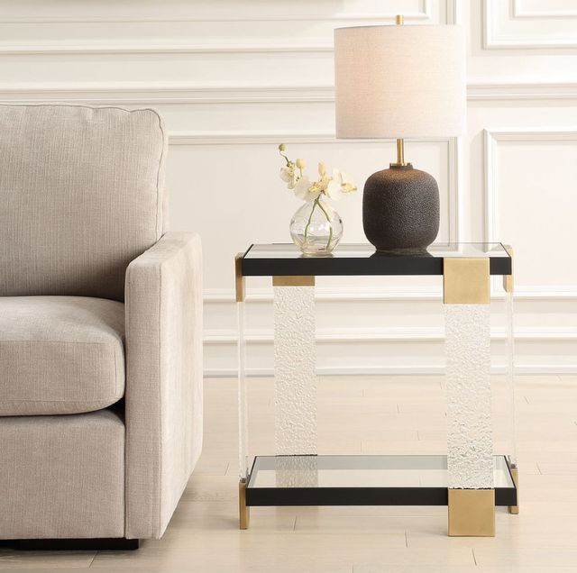 Uttermost® Bendena Glass Top Side Table with Brass Base-1
