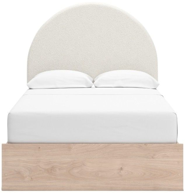 Signature Design by Ashley® Shapella Tan/White Youth Full Upholstered Panel Bed-2