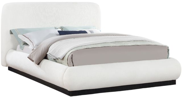 Meridian Furniture Rigby Cream/Black Queen Linen Textured Upholstered Panel Bed-0