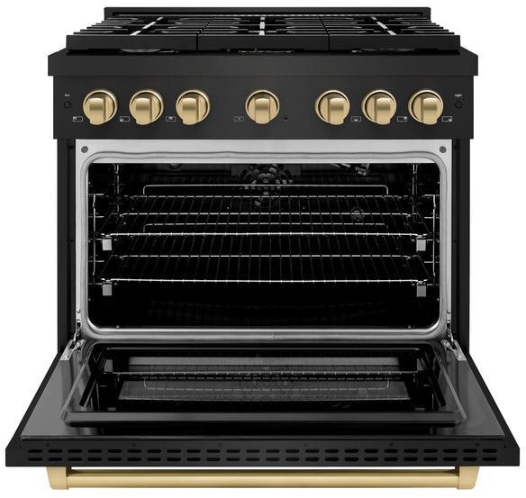 ZLINE Autograph Edition 36" Black Stainless Steel Pro Style Gas Range-1