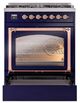 Ilve® Nostalgie II Noblesse 30" Midnight Blue Pro Style Dual Fuel Range with Copper Trim-3