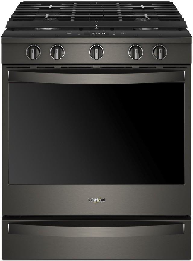 Whirlpool® 30" Fingerprint Resistant Black Stainless Steel Smart Slide-In Gas Range-0