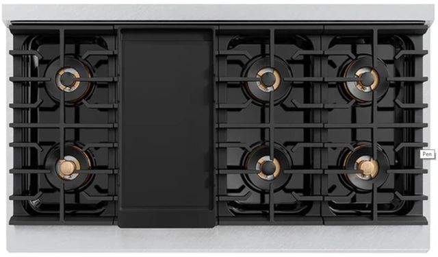 ZLINE Autograph Edition Paramount 48" 6.7 Cu. Ft. Satin Stainless Steel Gas Range with 8 Burner DuoPro™ Cooktop, Dual Ovens, Black Matte Doors and Polished Gold Accents-3