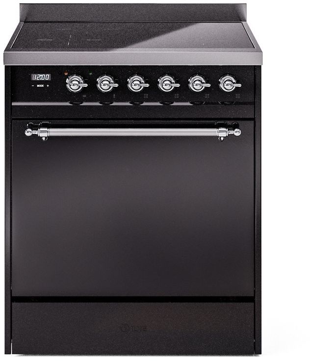 Ilve Nostalgie II 30" Glossy Black Freestanding Induction Range