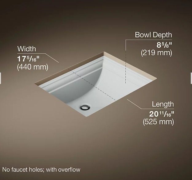 Kohler Memoirs® Ice Grey 20" Rectangular Undermount Bathroom Sink-3