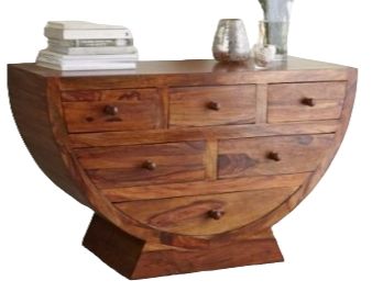 Jaipur Furniture Cube Sheesham Wood Brown 6-Drawer Half Round Bowl-0