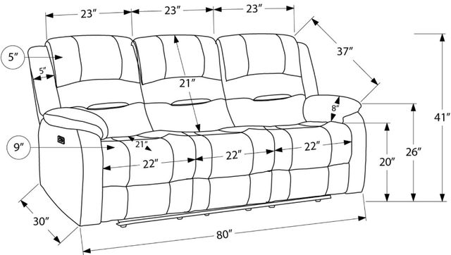 Monarch Specialties Inc. Beige Sky Power Reclining Sofa with USB Ports-2