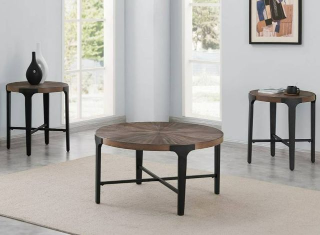 Steve Silver Co. Chevron 3-Piece Cinnamon Top Occasional Table Set with Black Base-1