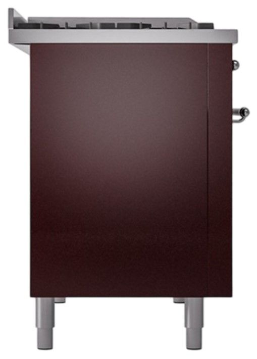 Ilve® Nostalgie II Noblesse 48'' Burgundy Pro Style Dual Fuel Range with Chrome Trim-2