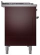 Ilve® Nostalgie II Noblesse 48'' Burgundy Pro Style Dual Fuel Range with Chrome Trim-2