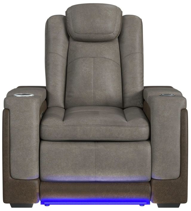 Elements International Lantana Brown/Rocky Gray Power Recliner with Power Headrest-3