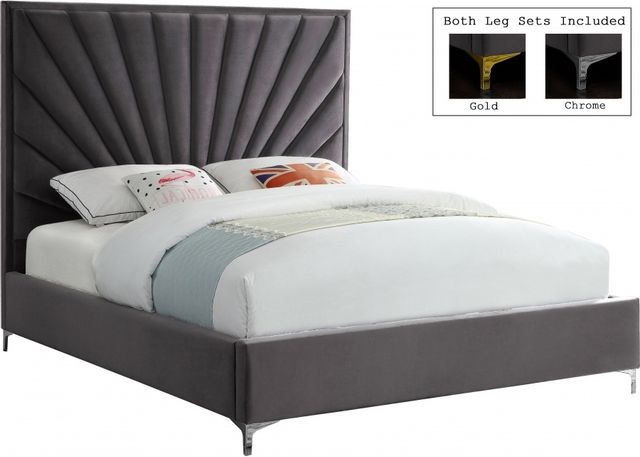 Meridian Furniture Eclipse Grey Velvet Full Bed-3