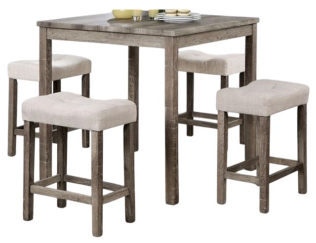 Furniture of America® Torreon 5-Piece Beige/Gray Counter Dining Table Set-0