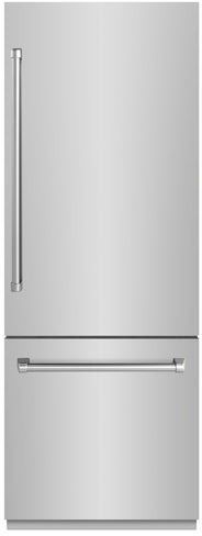ZLINE 30 in. 16.1 Cu. Ft. Stainless Steel Built In Bottom Freezer Refrigerator with Graphite Gray Interior